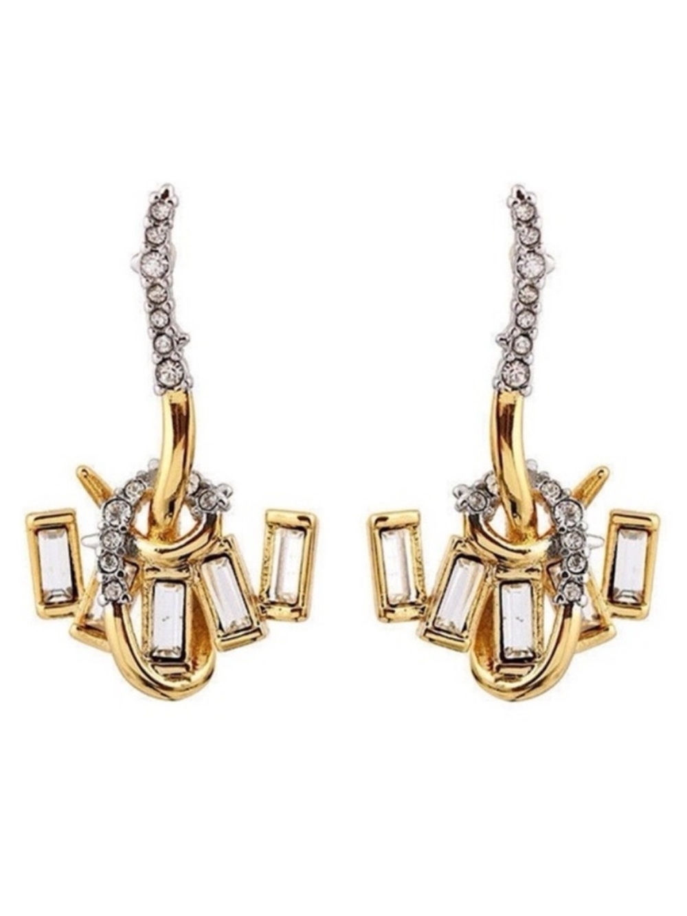 Alexis Bittar New Gold Jagged Starlight Marquis Serpentine Crystal Earrings